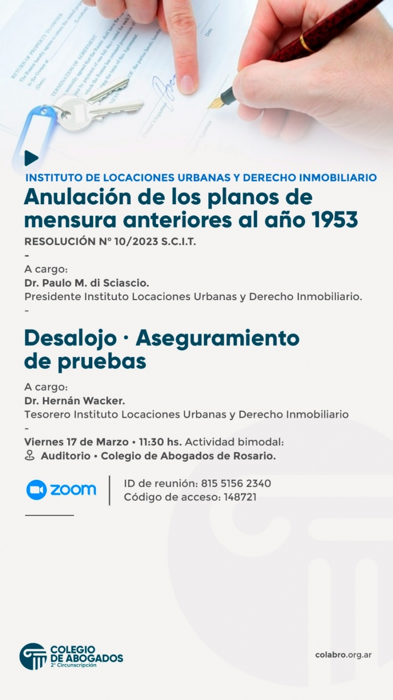 Anulación de los planos de mensura anteriores al año 1953... - DESALOJO - ASEGURAMIENTO DE PRUEBAS - 17/03/2023